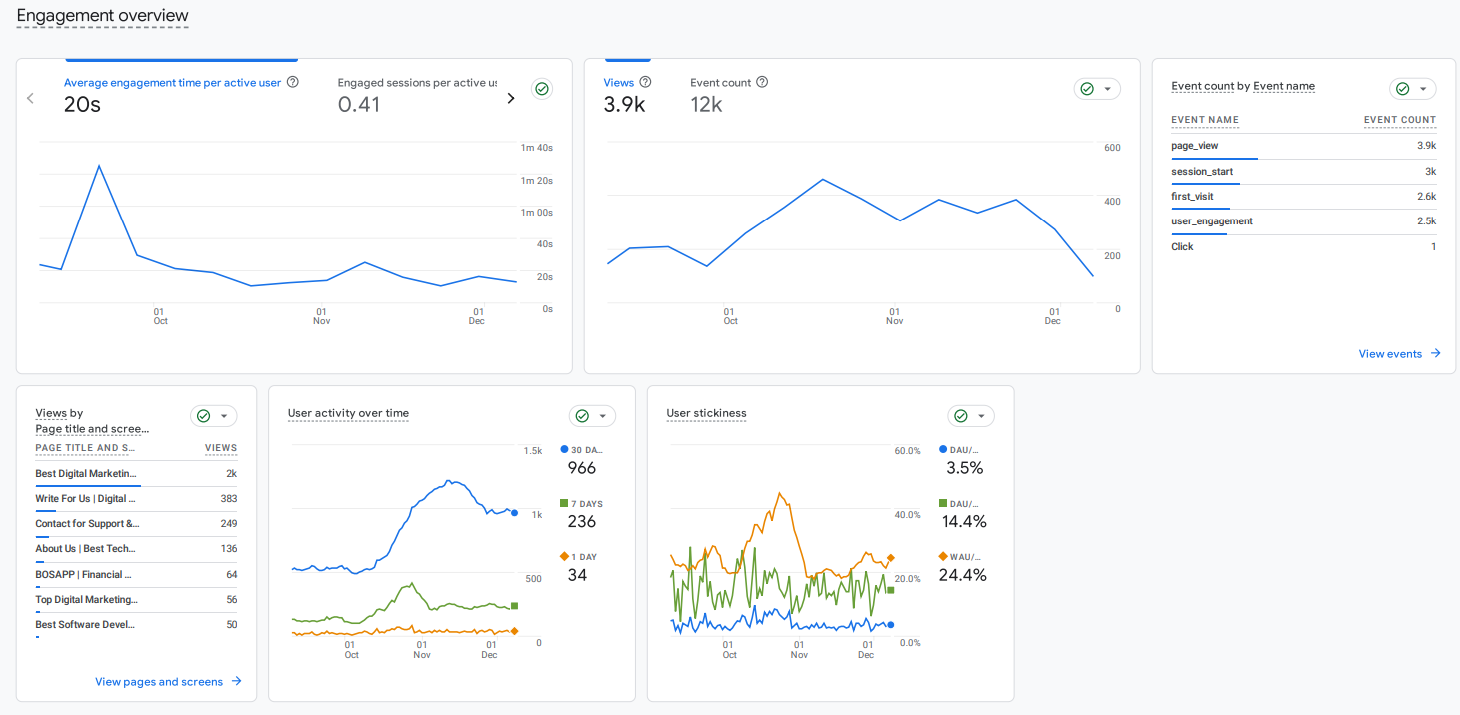 Google Analytics Report - Audience Overview Report