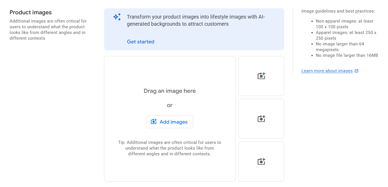Google requires high-quality product images