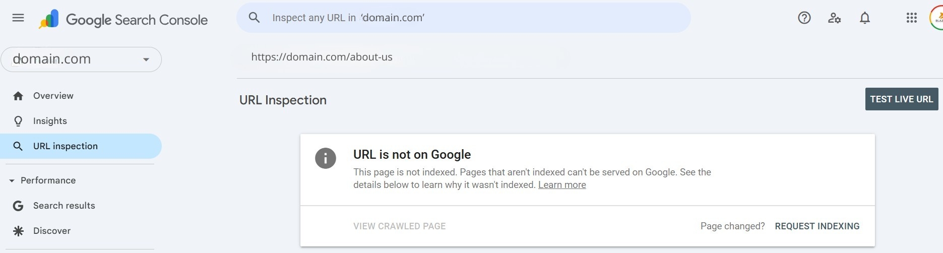 Google finishes inspecting the URL